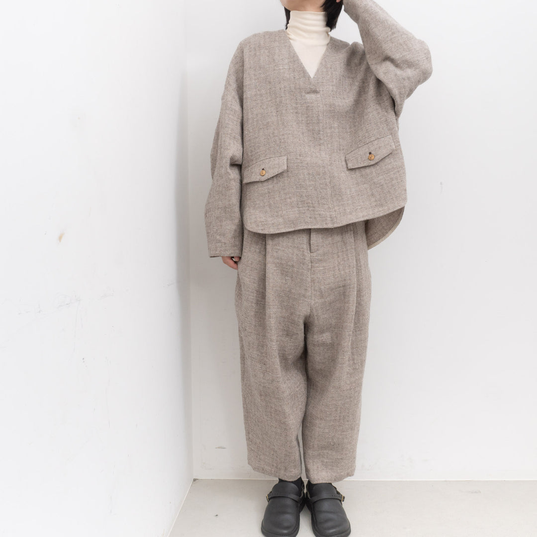 【完売】atelier naruse /WOMEN　shetland wool linen smock na-f02064