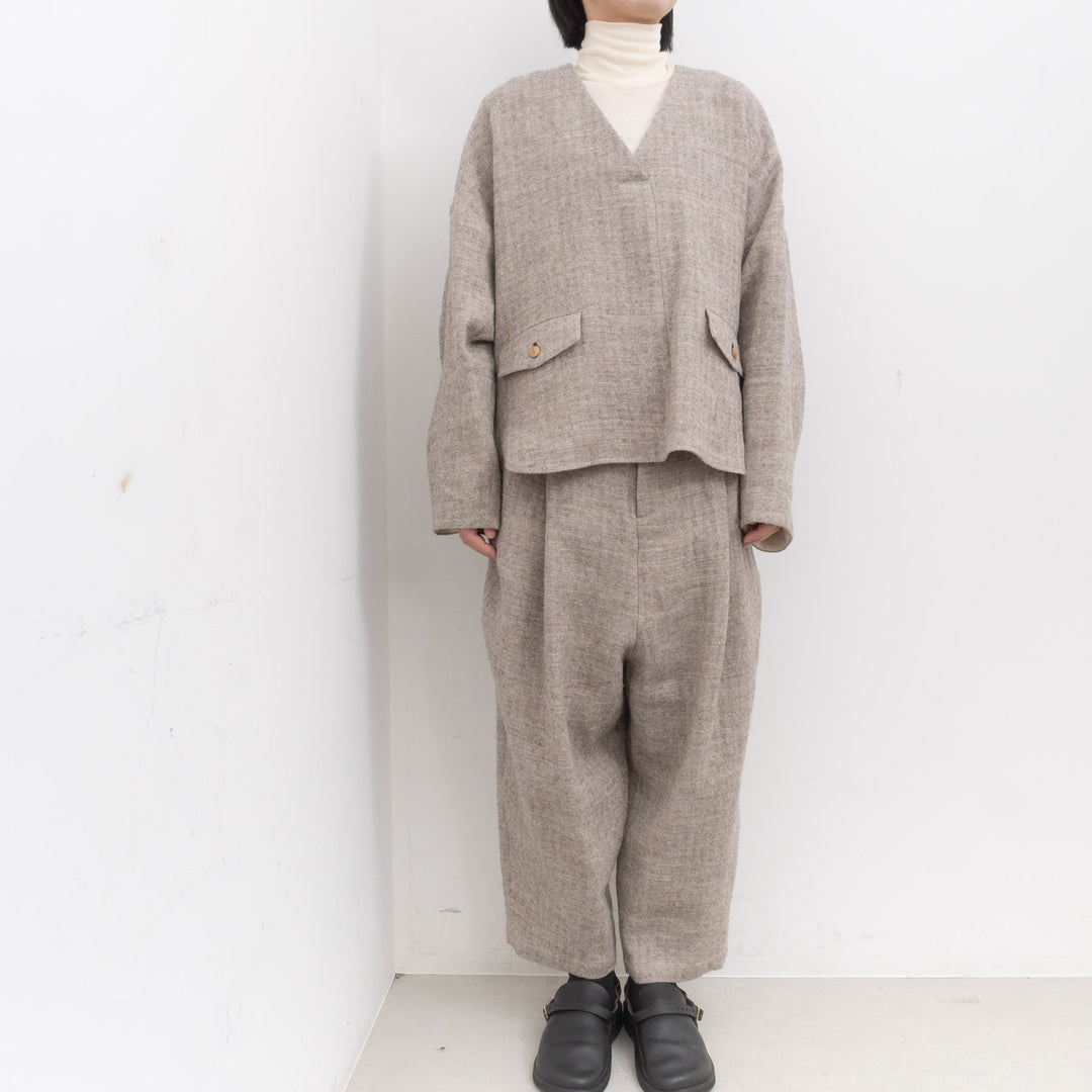 【完売】atelier naruse /WOMEN　shetland wool linen smock na-f02064