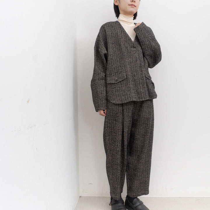 atelier naruse /WOMEN　shetland wool linen tuck wide pants na-f05113