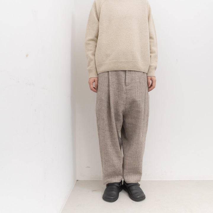 atelier naruse /WOMEN　shetland wool linen tuck wide pants na-f05113
