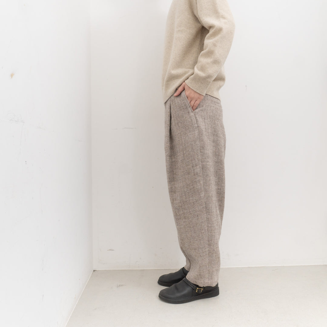 atelier naruse /WOMEN　shetland wool linen tuck wide pants na-f05113
