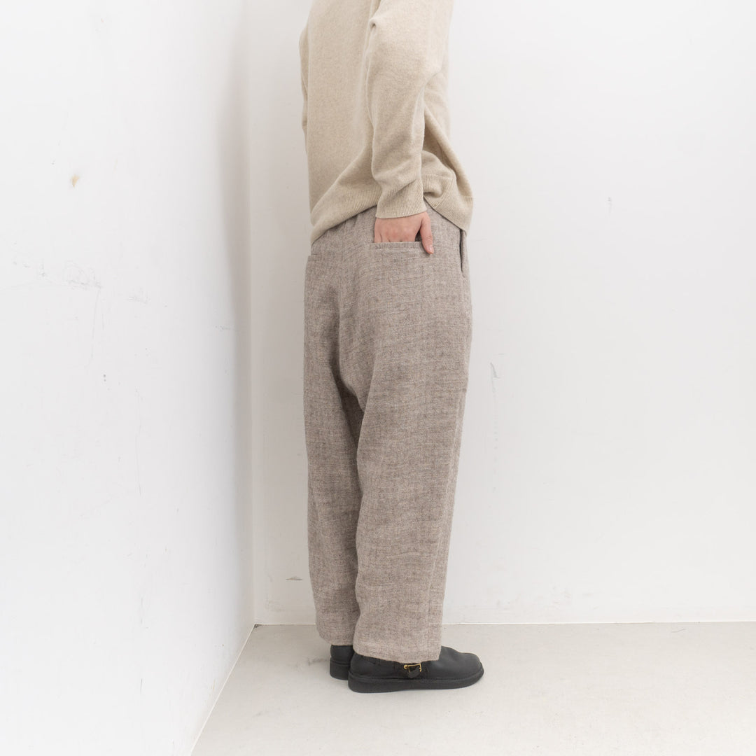 atelier naruse /WOMEN　shetland wool linen tuck wide pants na-f05113