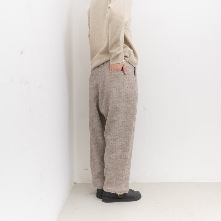 atelier naruse /WOMEN　shetland wool linen tuck wide pants na-f05113