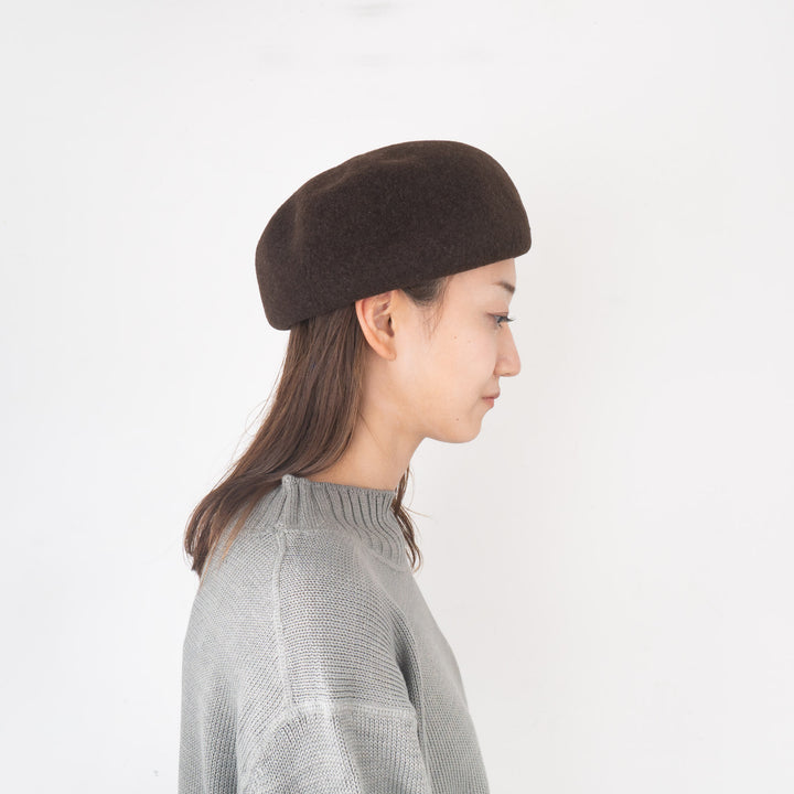 2024AW mature ha./　thin knit felt beret - undyed NZ lamb ELS-02012-Y