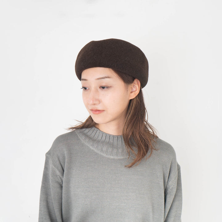 2024AW mature ha./　thin knit felt beret - undyed NZ lamb ELS-02012-Y