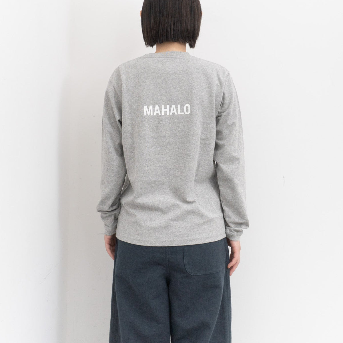 SUNSHINE+CLOUD｜UNISEX　ロングスリーブTシャツ"ALOHA MAHALO"  col.GREY