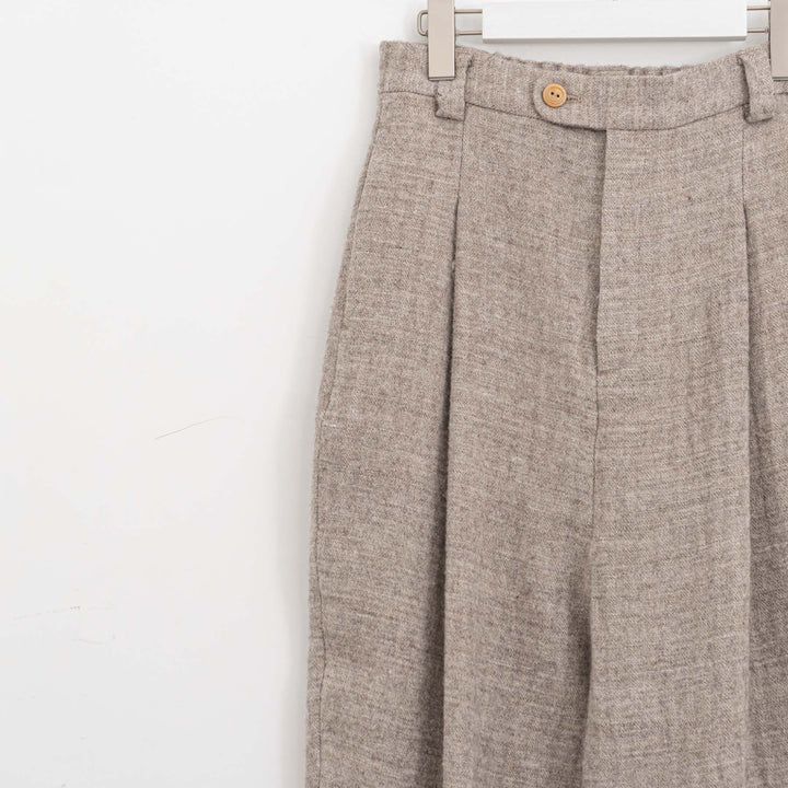 atelier naruse /WOMEN　shetland wool linen tuck wide pants na-f05113