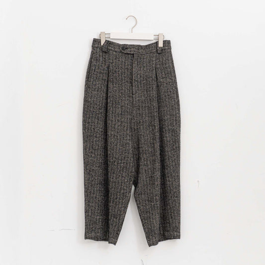 atelier naruse｜WOMEN　shetland wool linen tuck wide pants na-f05113（black）