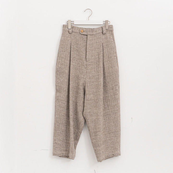 atelier naruse /WOMEN　shetland wool linen tuck wide pants na-f05113