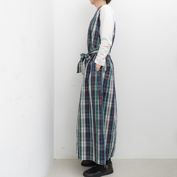 homspun/WOMEN　コットンリネン　タータンノースリーブワンピース　242-1637-S