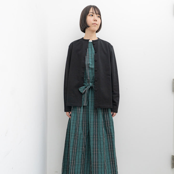 homspun/WOMEN　コットンリネン　タータンノースリーブワンピース　242-1637-S