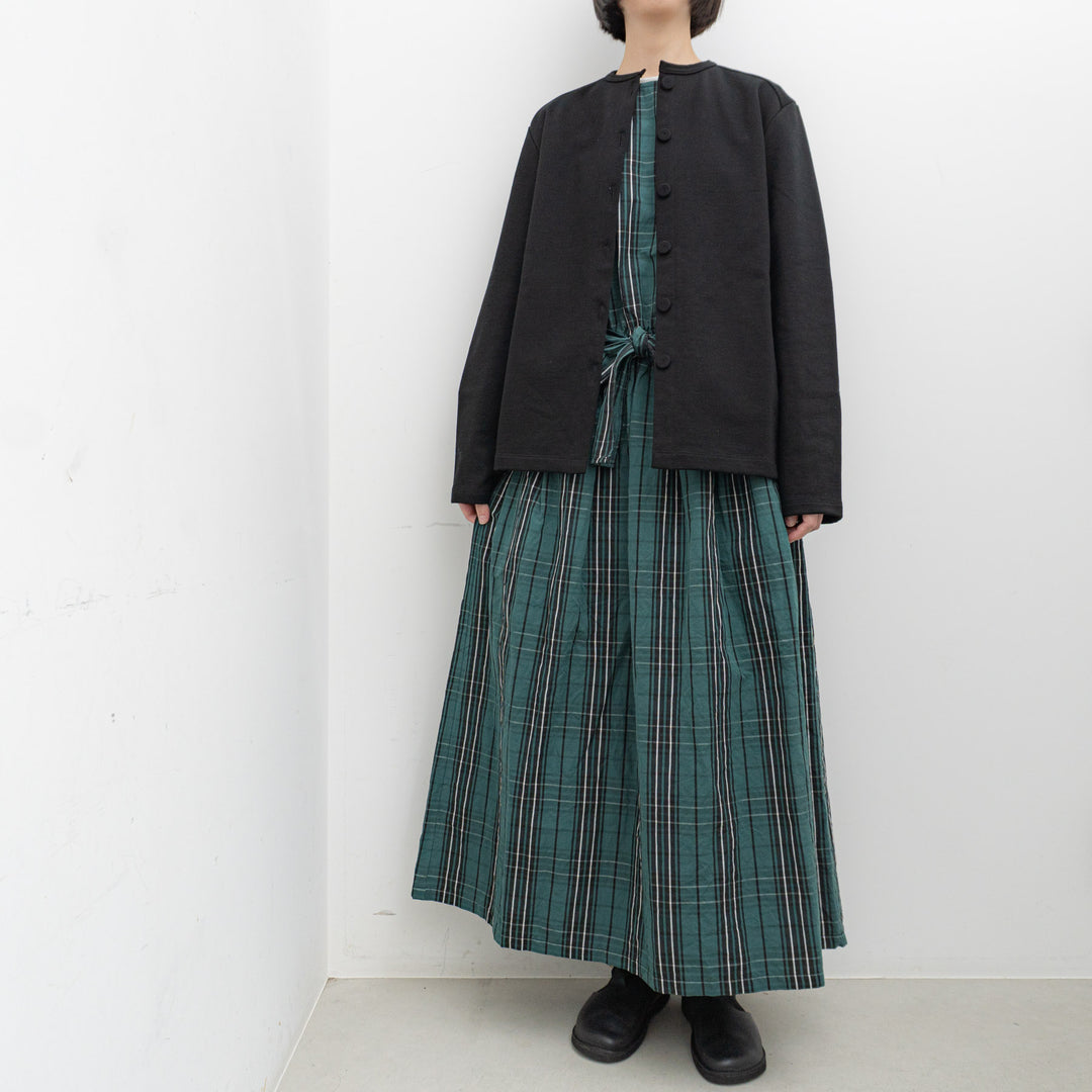 homspun/WOMEN　コットンリネン　タータンノースリーブワンピース　242-1637-S