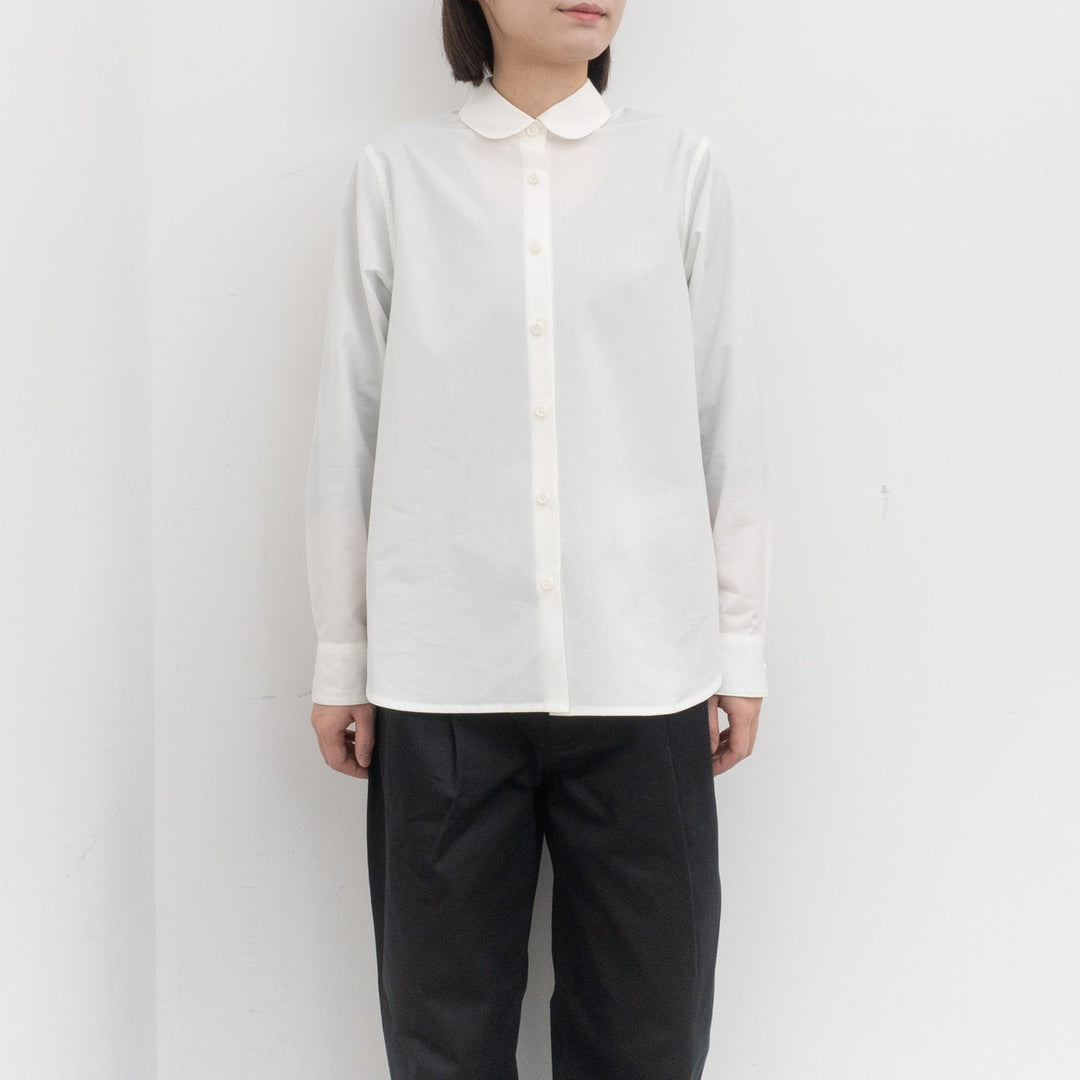 atelier naruse /WOMEN　2026| Formal cotton round collar shirt na-F02039