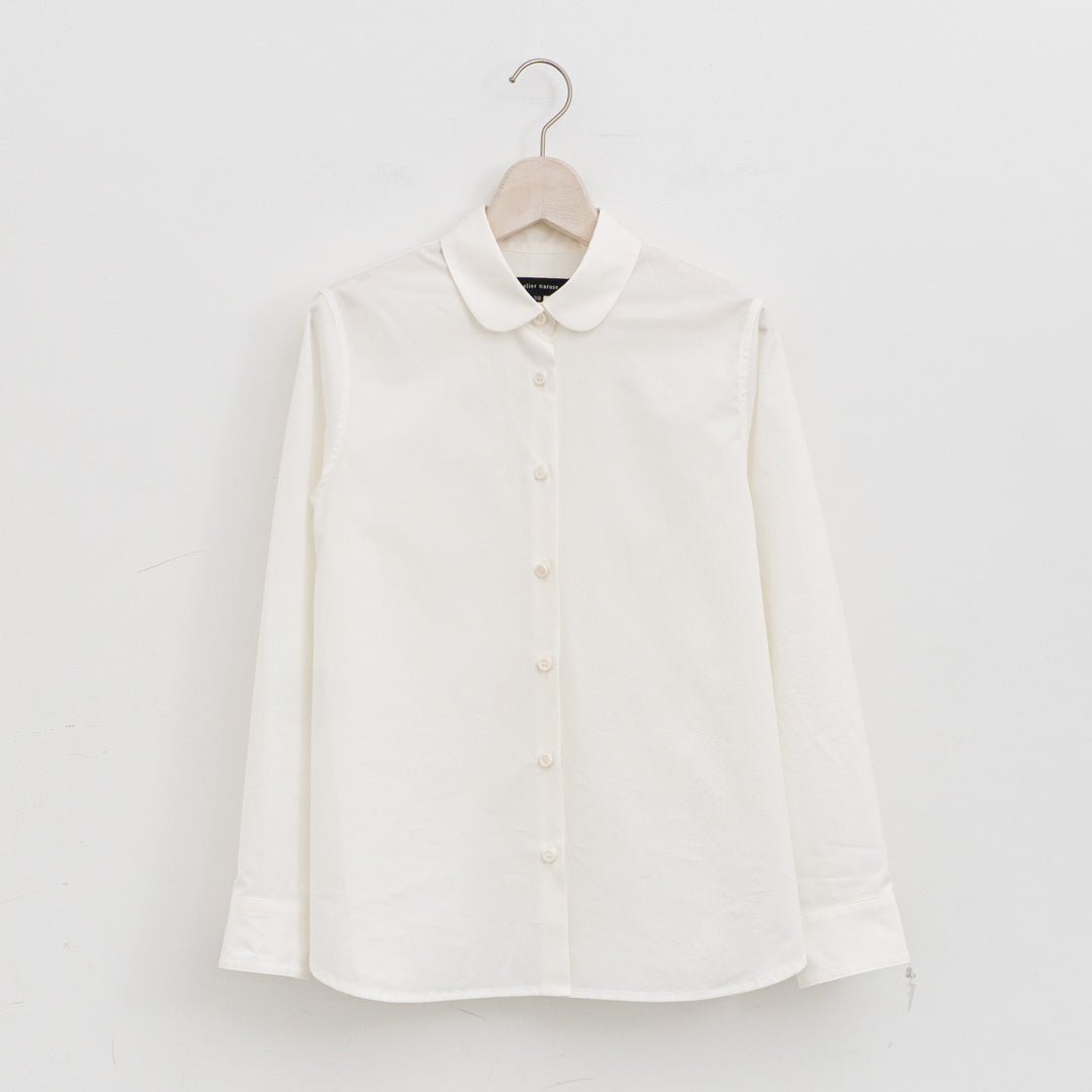 atelier naruse /WOMEN　2026| Formal cotton round collar shirt na-F02039