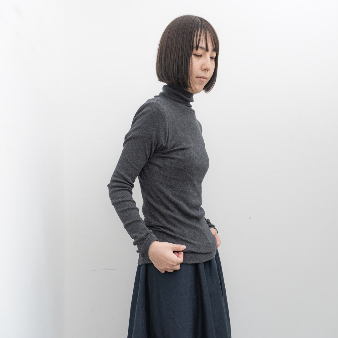 homspun /WOMEN　40/1丸胴テレコ タートルネックプルオーバー 242-6286