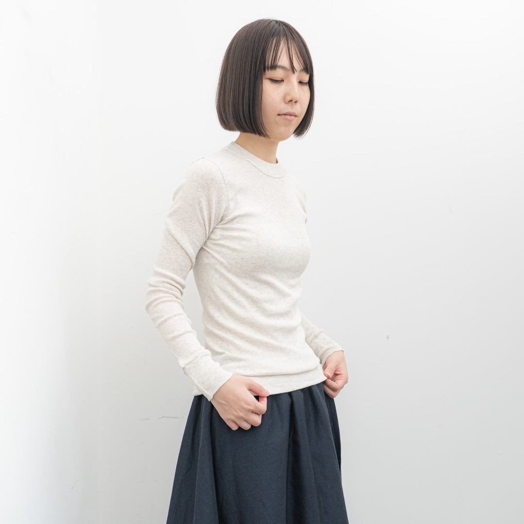 homspun /WOMEN　40/1丸胴テレコクルーネックプルオーバー 242-6014　