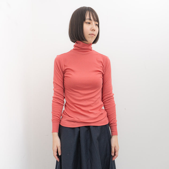 homspun /WOMEN　60/1フライス タートルネックプルオーバー 242-6520 COL.pink