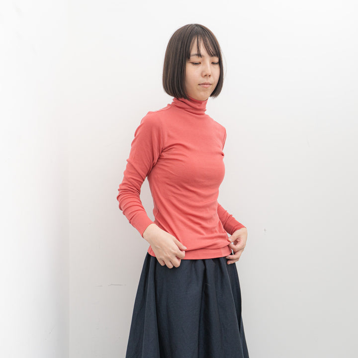 homspun /WOMEN　60/1フライス タートルネックプルオーバー 242-6520 COL.pink