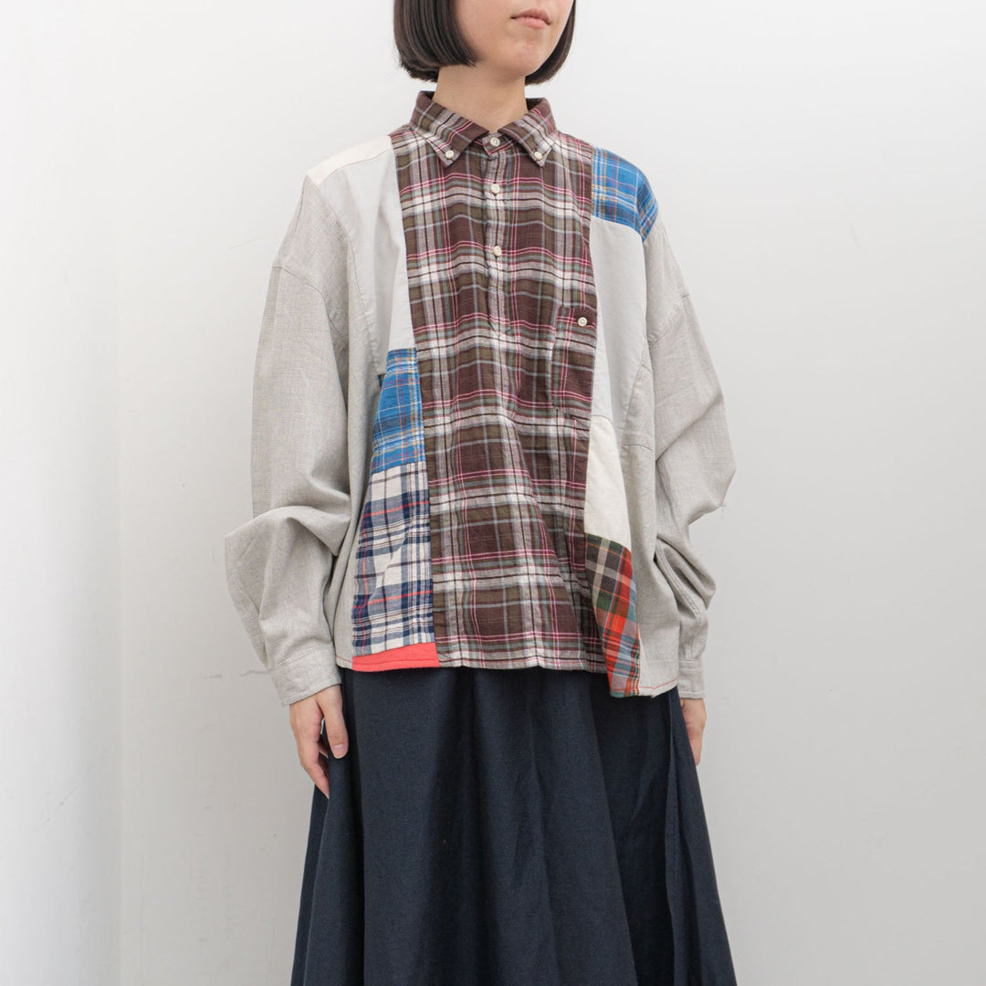 SUNSHINE+CLOUD/　patchwork wide shirt-pullover