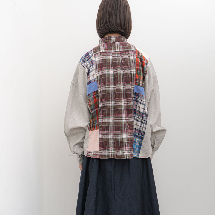 SUNSHINE+CLOUD/　patchwork wide shirt-pullover