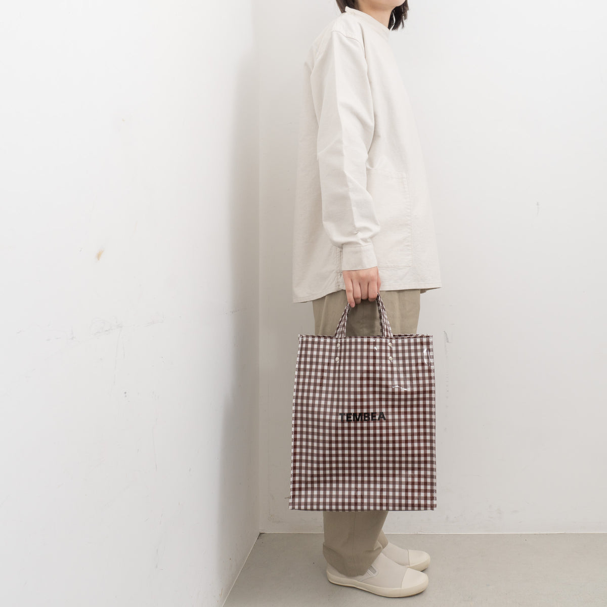 TEMBEA｜PAPER TOTE col.GINGHAM/BROWN