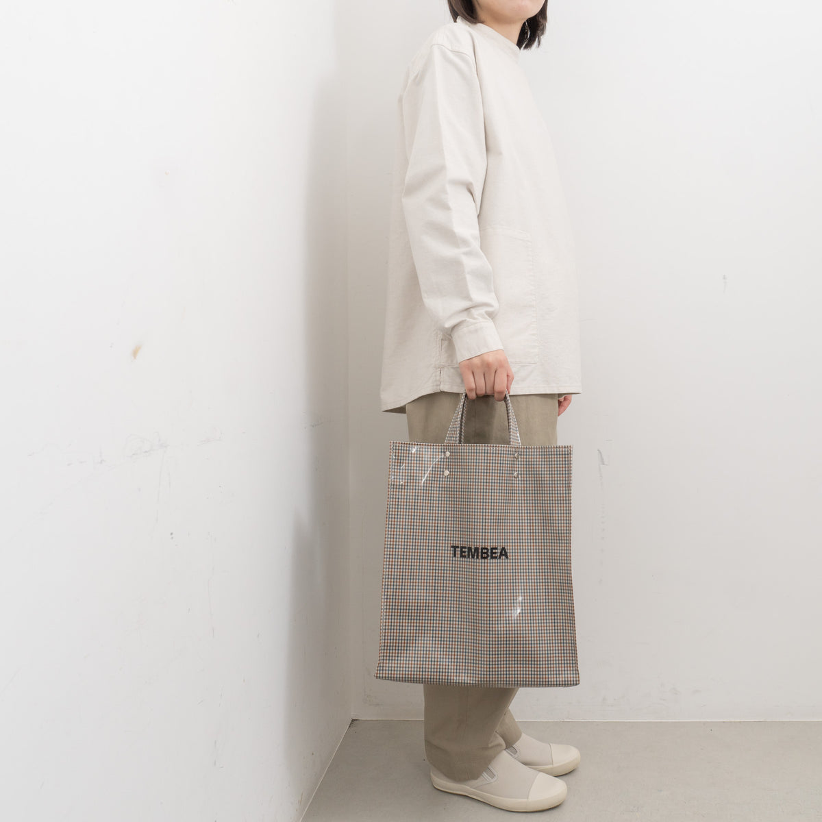 TEMBEA｜PAPER TOTE col.CHECK BEIGE/BLUE