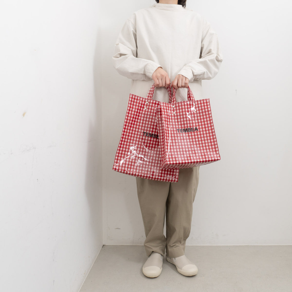 TEMBEA｜PAPER TOTE col.GINGHAM/RED