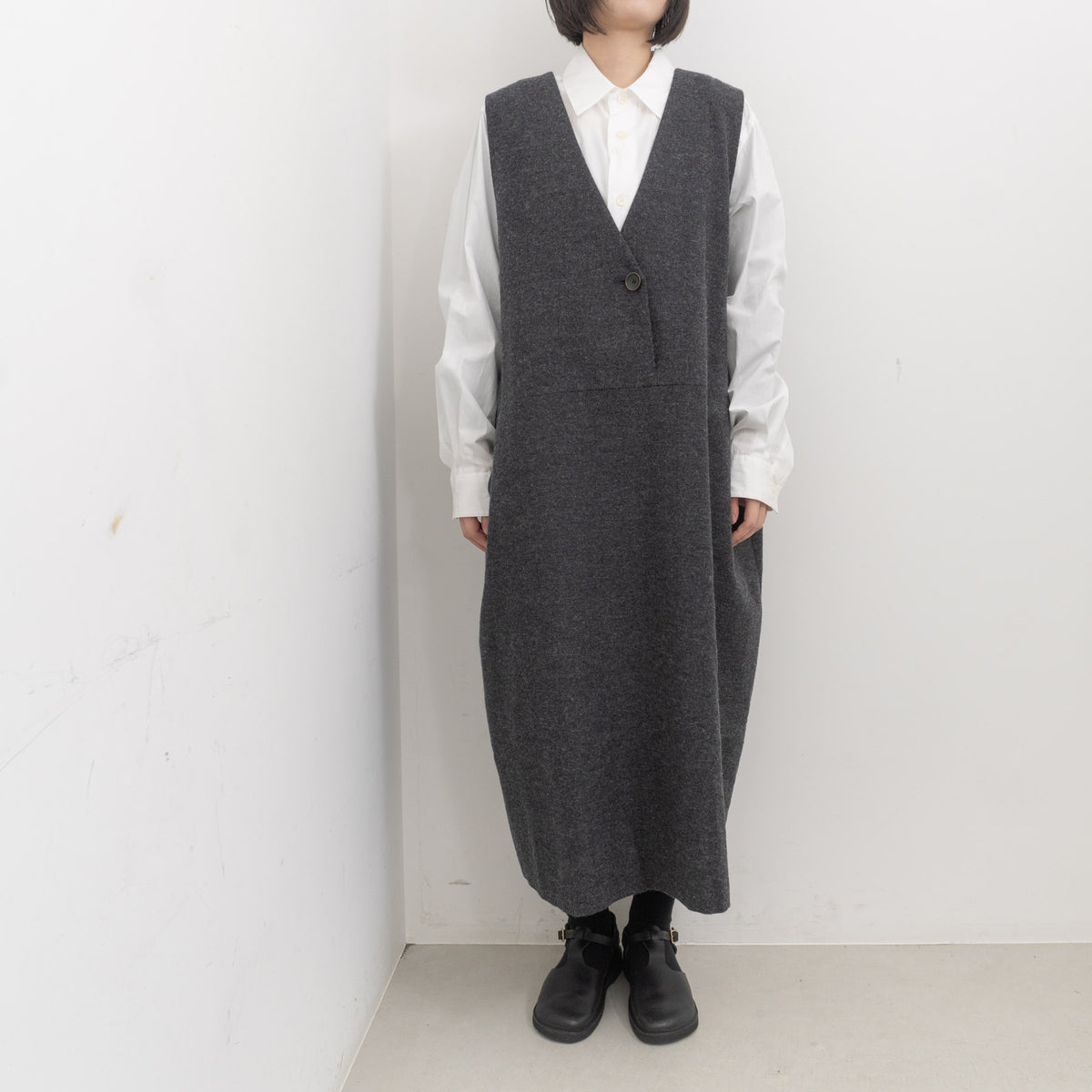 atelier naruse｜WOMEN　cotton wool herringbone jumper skirt na-f03098
