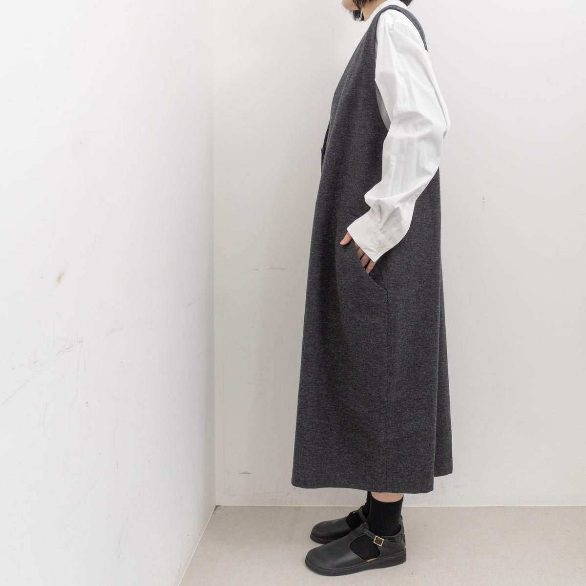 atelier naruse｜WOMEN　cotton wool herringbone jumper skirt na-f03098
