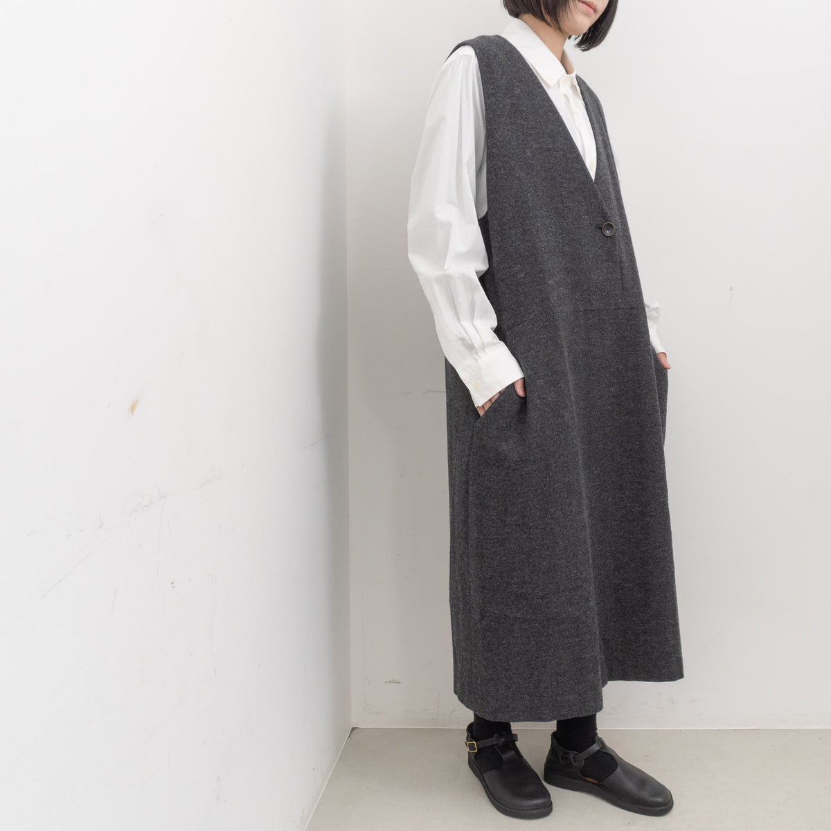 atelier naruse｜WOMEN　cotton wool herringbone jumper skirt na-f03098