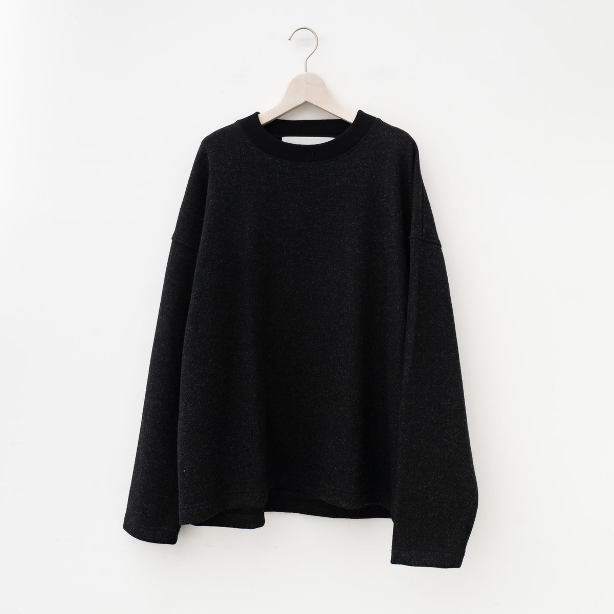 nonnotte｜MEN　box pullover-super120's heavyinlay melton（black×grey top）