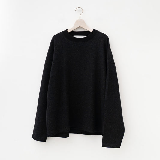 nonnotte｜MEN　box pullover-super120's heavyinlay melton（black×grey top）