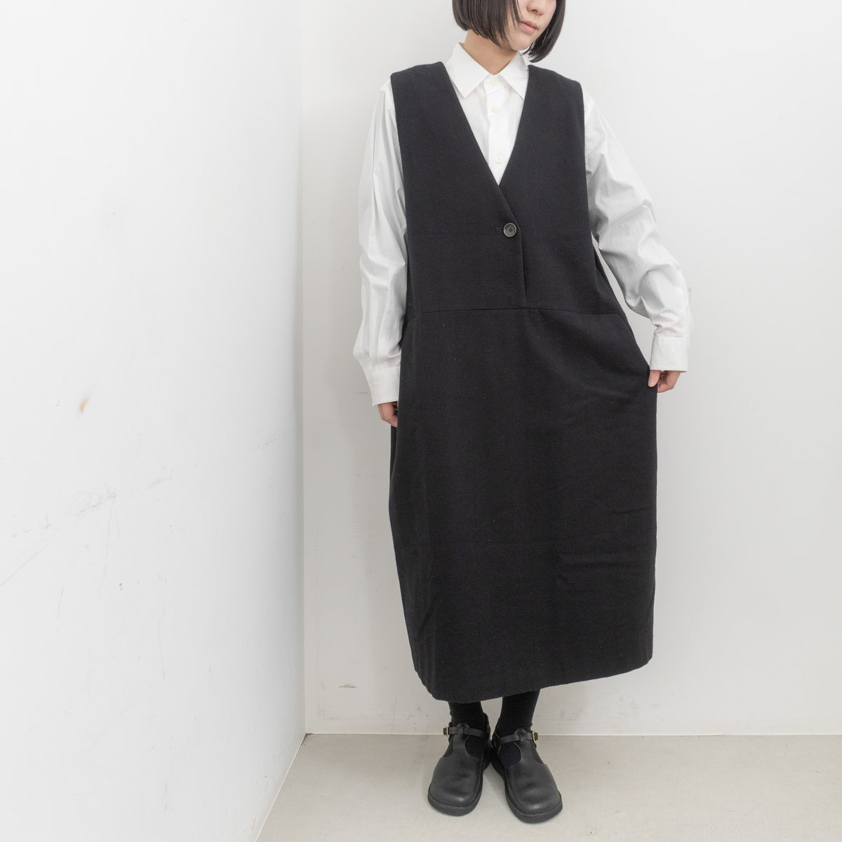 atelier naruse｜WOMEN　cotton wool herringbone jumper skirt na-f03098