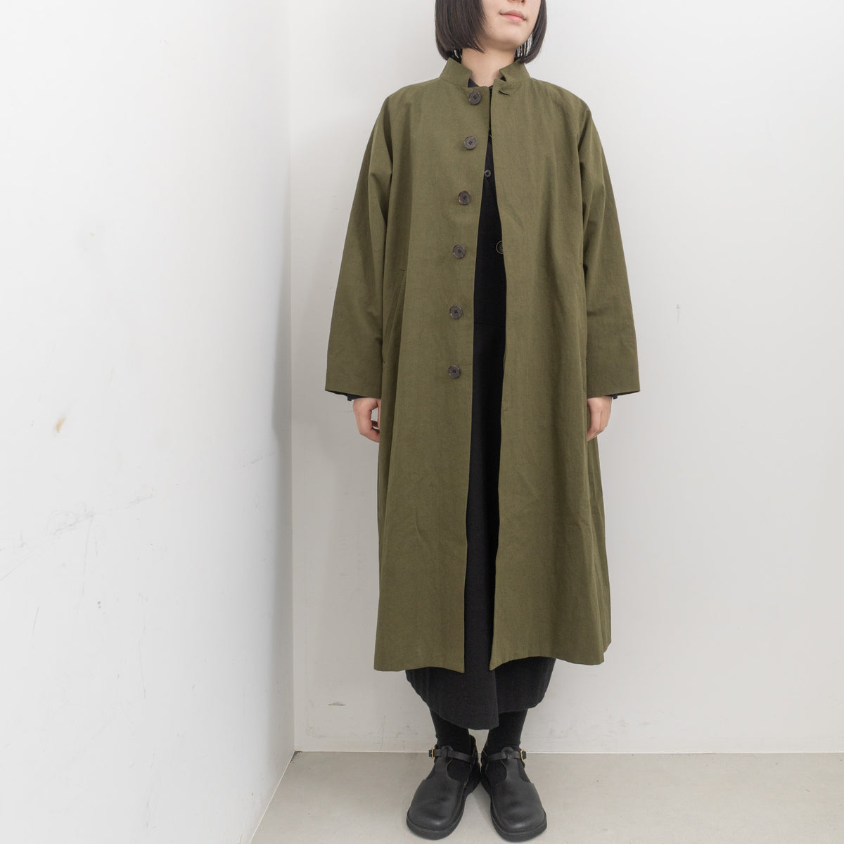 atelier naruse｜WOMEN　cotton hemp stand collar coat na-f04058