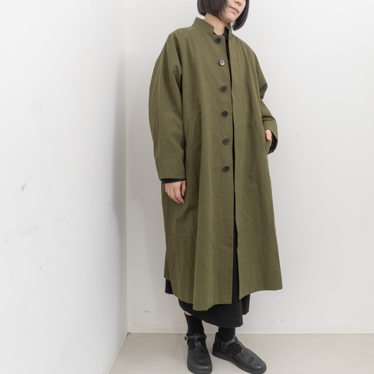 atelier naruse｜WOMEN　cotton hemp stand collar coat na-f04058