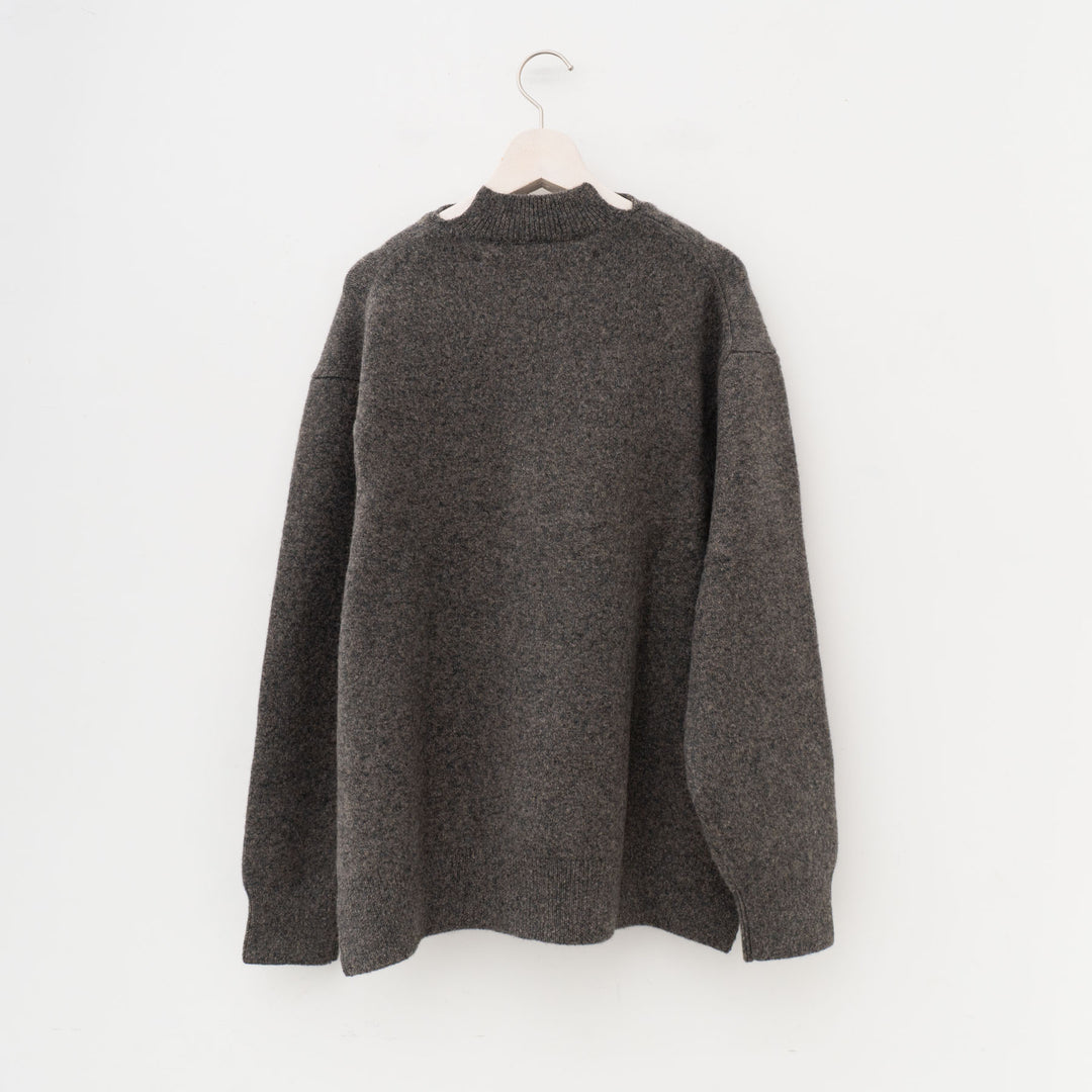 nonnotte /MEN　slit crew neck pullover-heavy oz yak knit