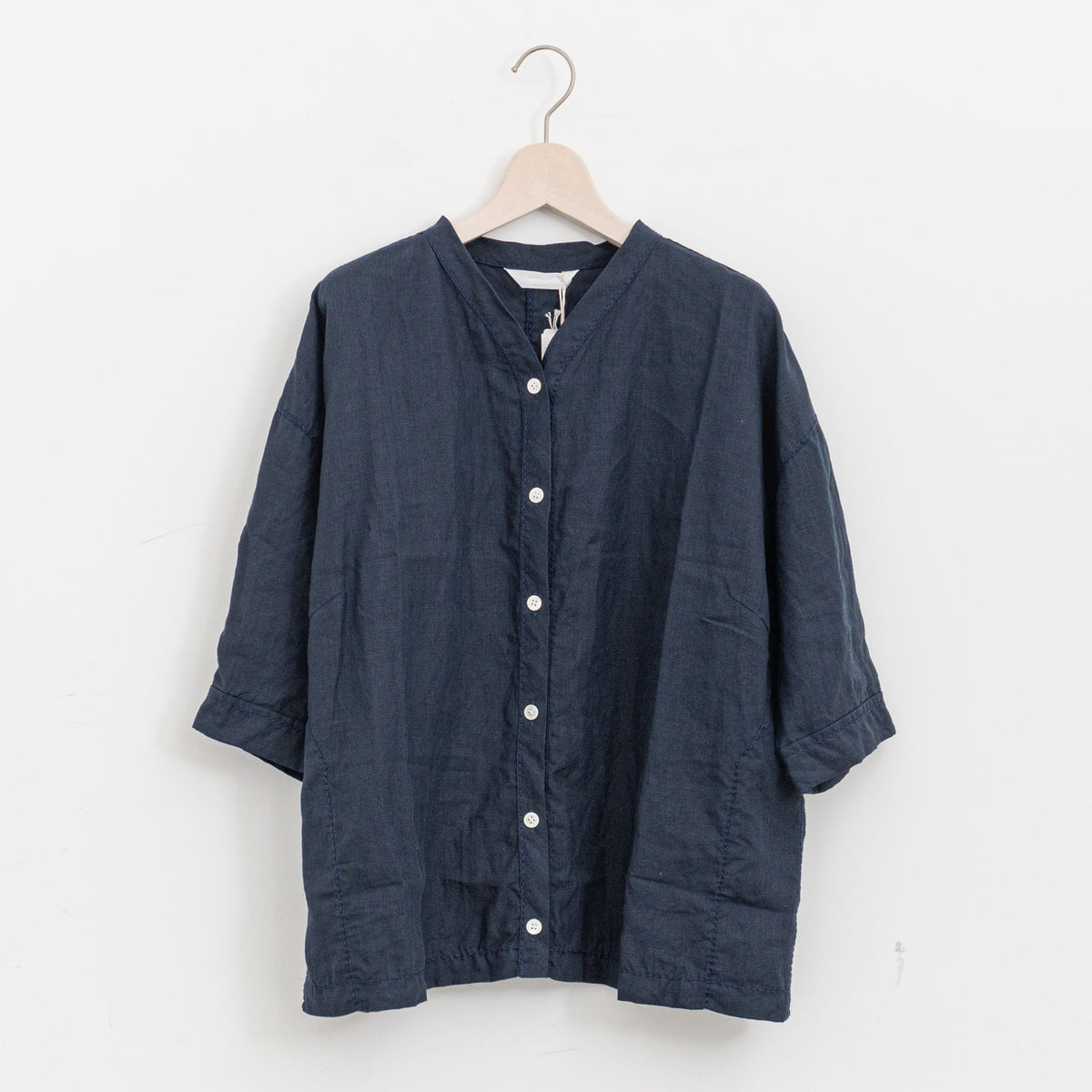 homspun｜リネンバイオ Vネックブラウス 261-5742（4.navy）