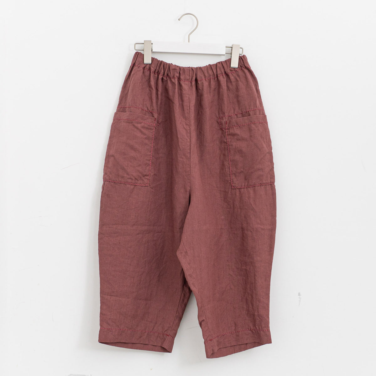 homspun｜WOMEN　リネンバイオ8分丈パンツ 261-3406 Y（2.azuki）