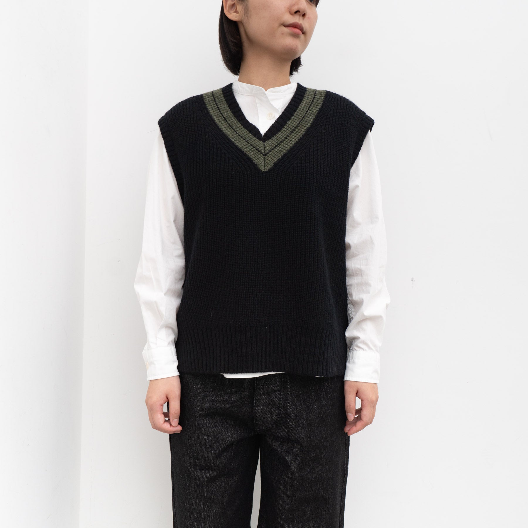 在庫 MHL：TOUGH WOOL RIB KNIT VEST - トップス