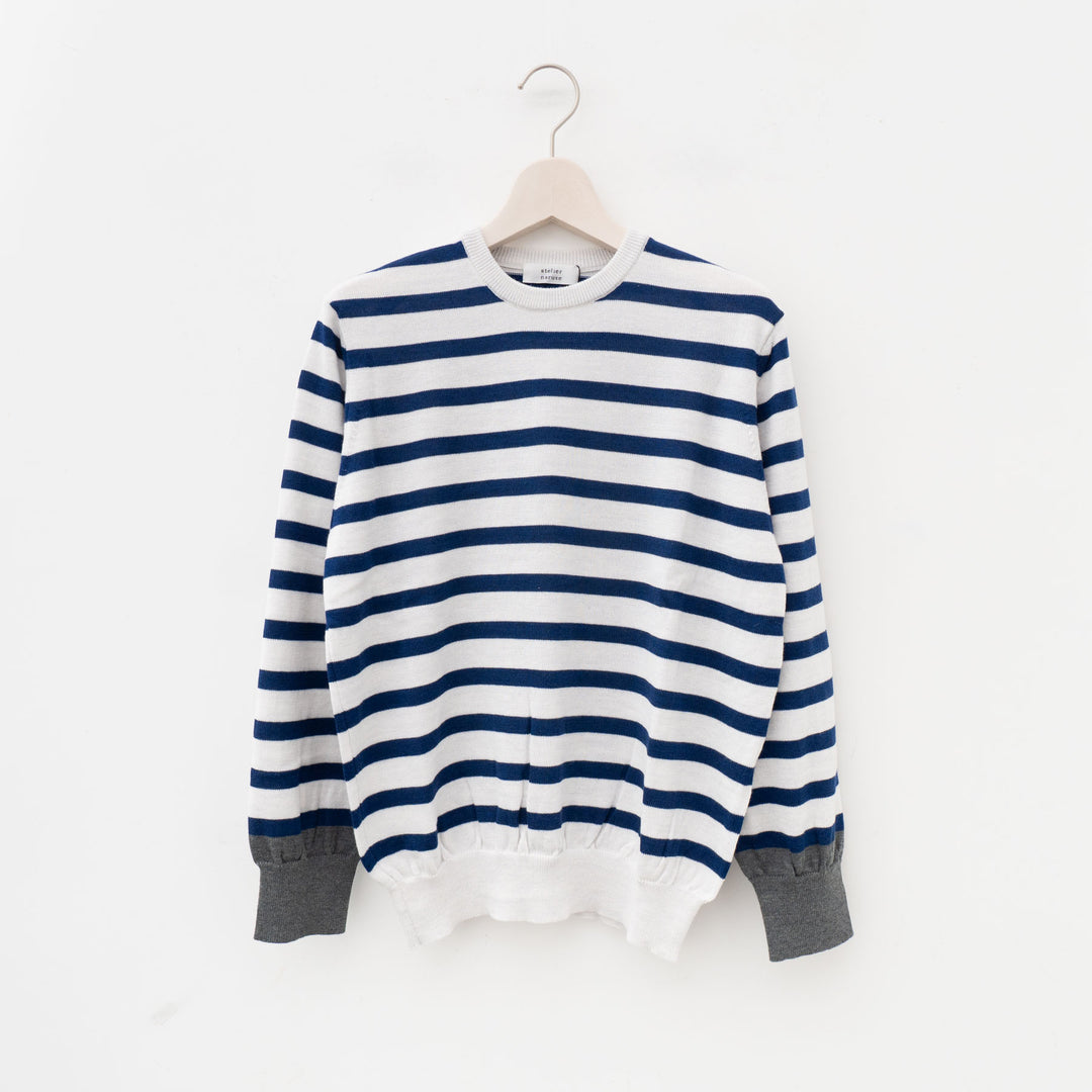 【完売】atelier naruse /WOMEN　cotton wool border knit 　　nakt-30