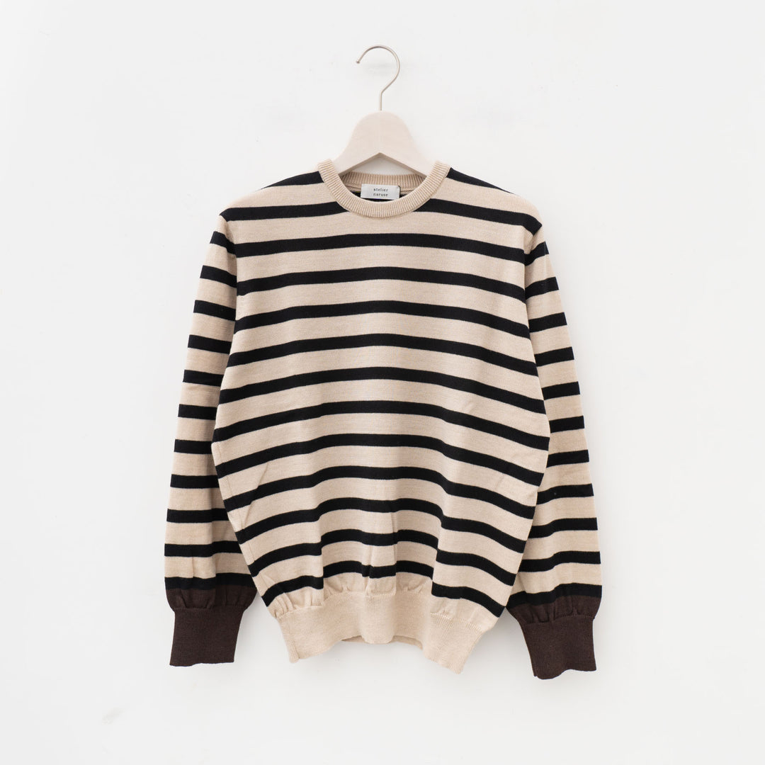 【完売】atelier naruse /WOMEN　cotton wool border knit 　　nakt-30