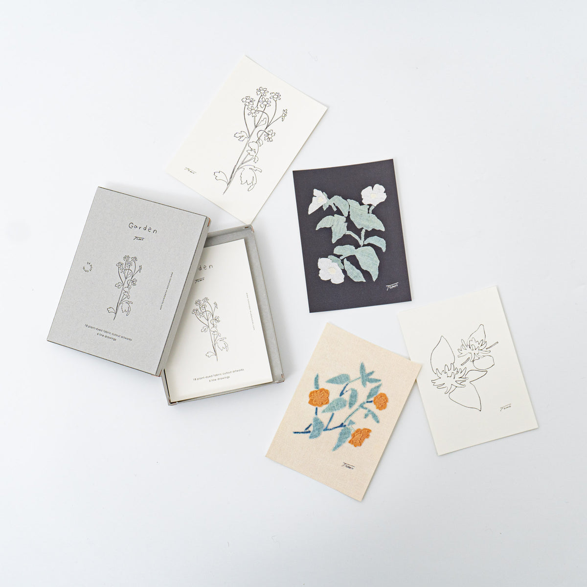 トモタケ｜ポストカード　「Garden」布の切り絵　24枚セット　箱入り