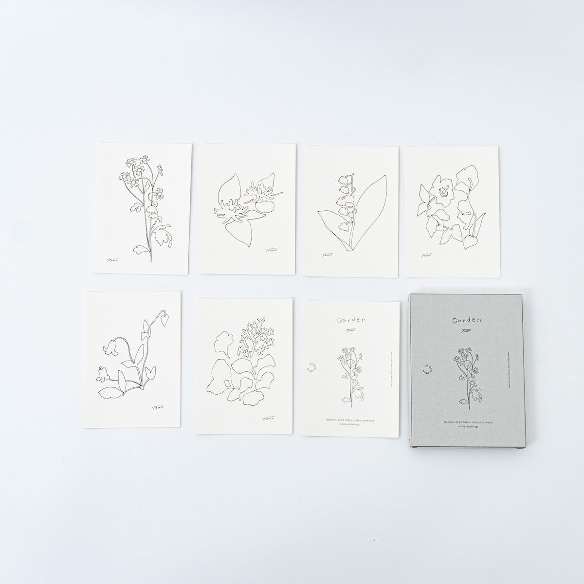 トモタケ｜ポストカード　「Garden」布の切り絵　24枚セット　箱入り