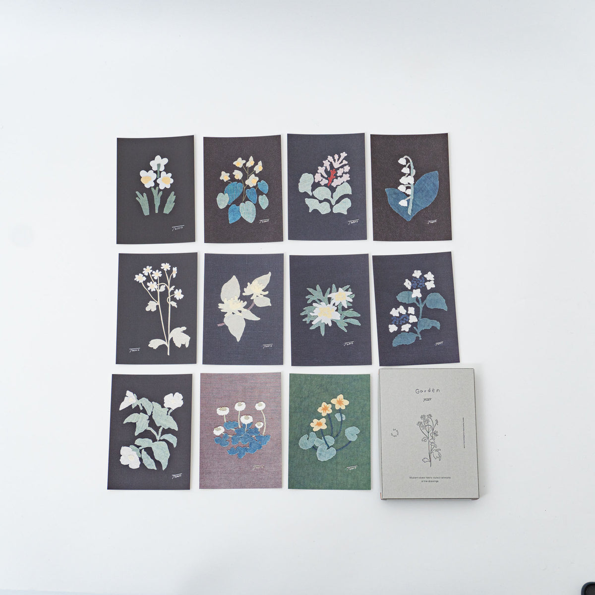 トモタケ｜ポストカード　「Garden」布の切り絵　24枚セット　箱入り