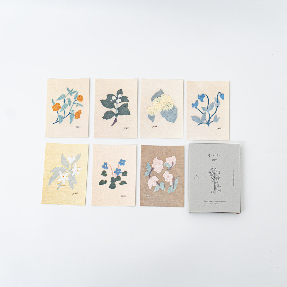 トモタケ｜ポストカード　「Garden」布の切り絵　24枚セット　箱入り