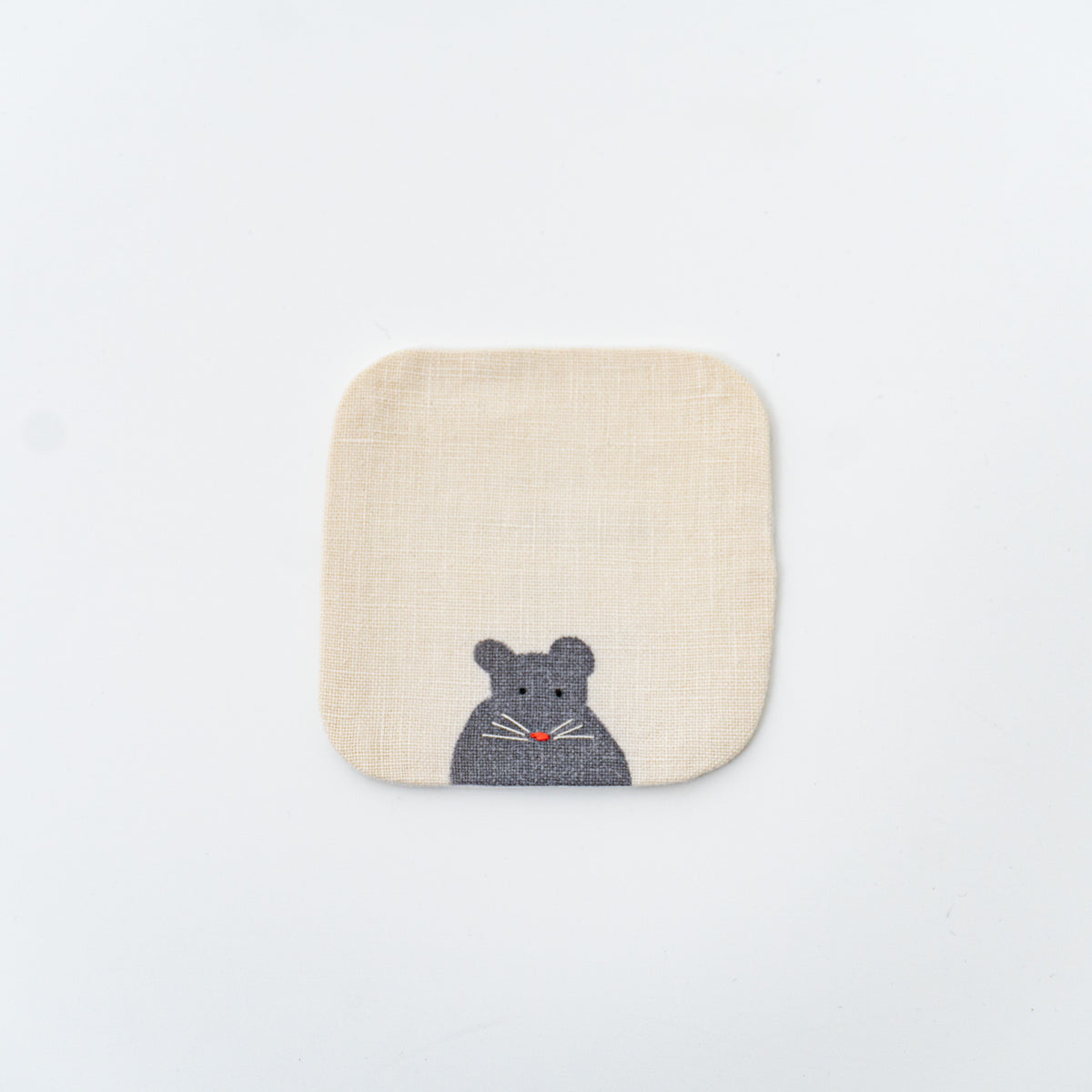 トモタケ｜リネンコースター　ネズミ　Mouse