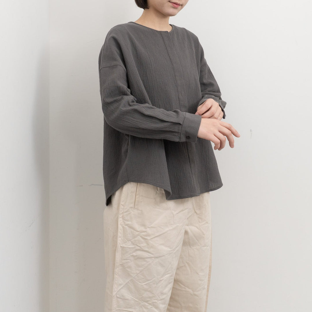 evam eva/　cotton no collar shirt E261T051