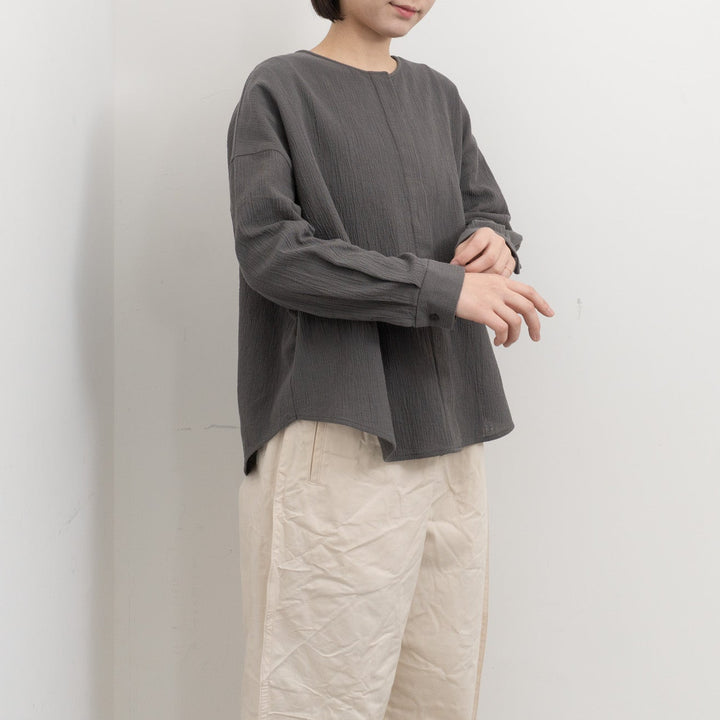 evam eva/　cotton no collar shirt E261T051