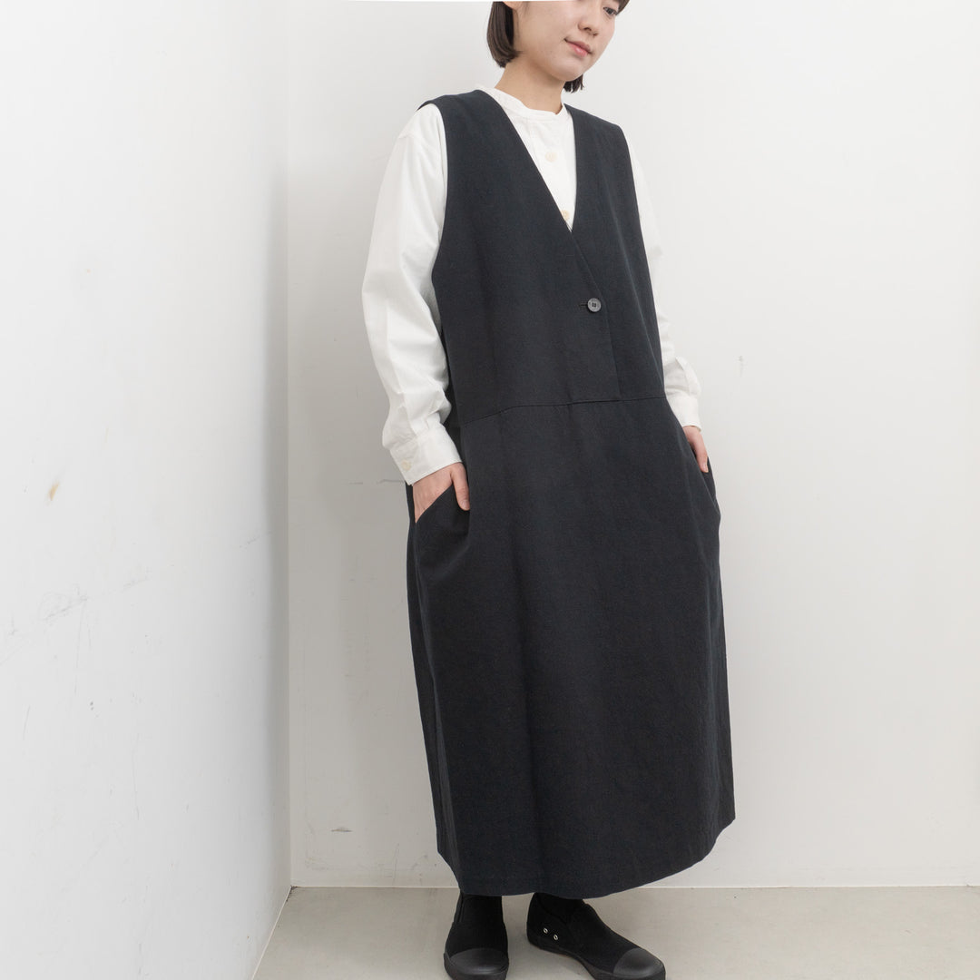 atelier naruse /WOMEN　cotton linen slab jumper skirt na-f03108