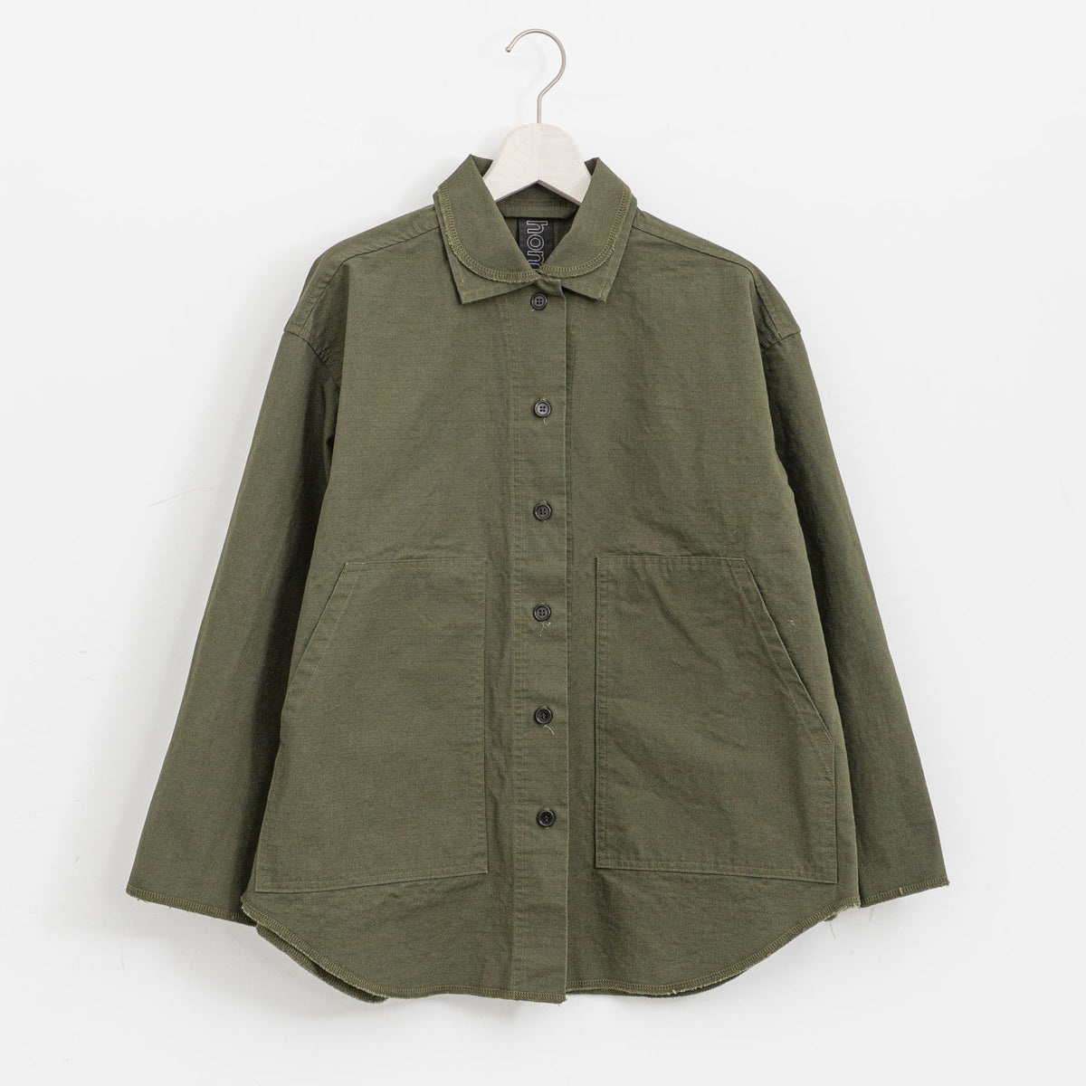 homspun｜WOMEN リップストップシャツジャケット　 261-2040（2.olive）